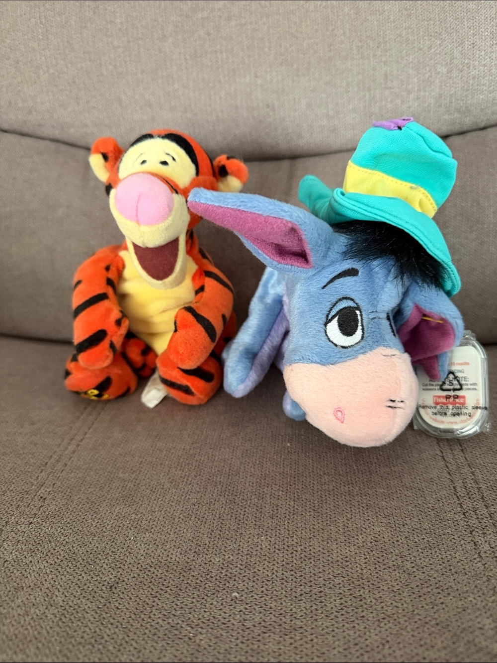 Disney Tigger & Eeyore Plush Set - Orange Tigger & Blue Eeyore with Teal Hat
